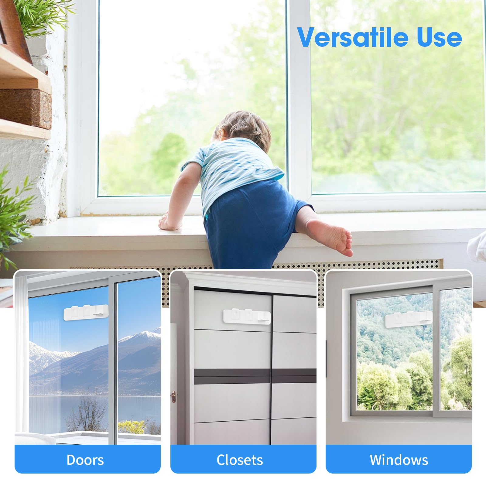 Sliding Door Lock 4 Pack, Ideal for Sliding Glass Door Lock, Sliding