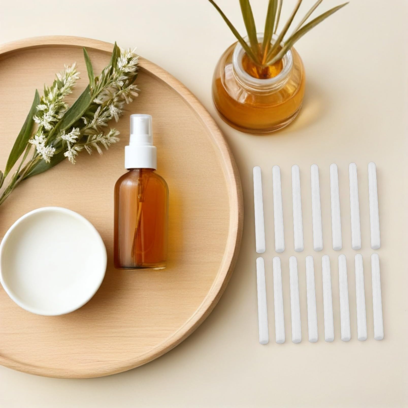 VICASKY 15 Bâtonnets Diffuseurs D'arômes en Coton Absorbant, Volatils Remplaçables, Compatibles Parfums et Solvants Aqueux, pour Diffuseur de Parfum D'ambiance Maison et Bureau