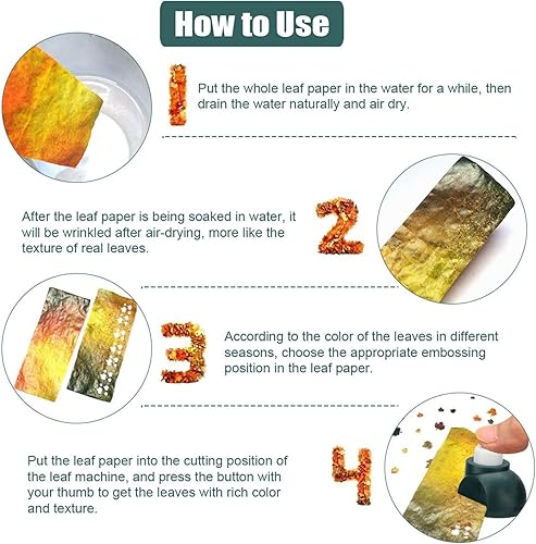 Miniatura 3 de Yctze Punzón de hojas, accesorios de manualidades hermoso cortador de papel perforador hoja de árbol con 8 piezas de papel (hojas de cerezo)