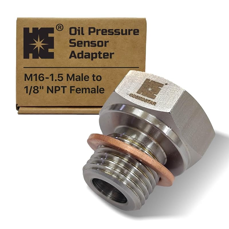 Adaptador de Sensor de Pressão de Óleo HE COSMOSTAR M16-1.5 Macho para 1/8 pol. NPT Fêmea em Aço Inoxidável para Motores GM LS LS1 LSX LS3 5,3 L e 6,0 L OPN02M16