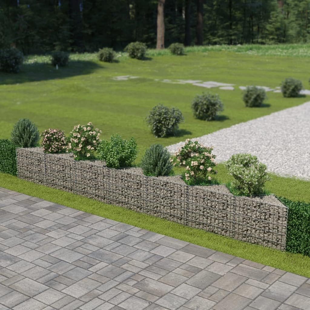 vidaXL Gabion Planter 450 x 30 x 50 cm Stone Basket Wall Flower Box Raised Bed