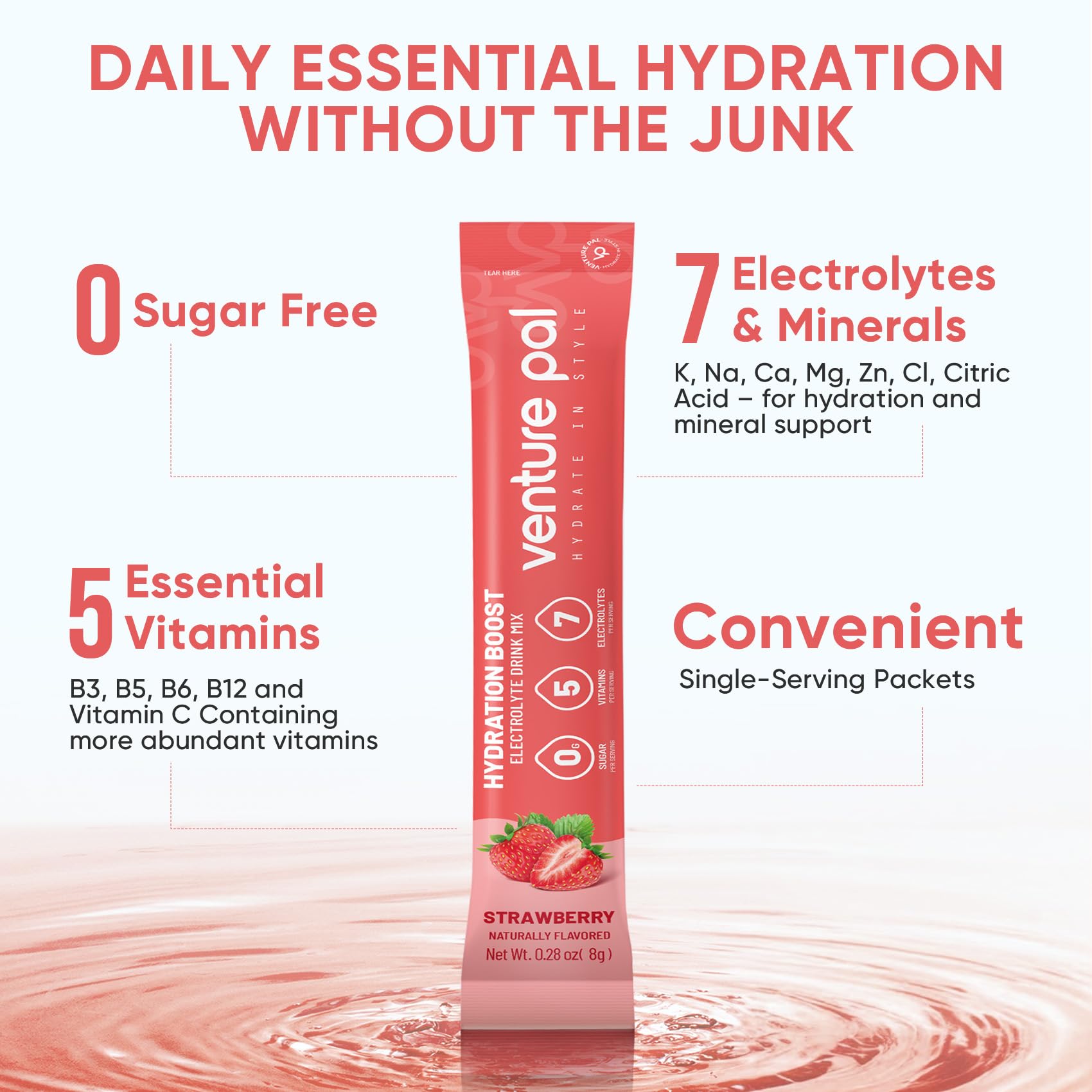 Venture Pal Sugar Free Electrolyte Powder, Liquid Daily IV Hydration Packet — Amazon image 4