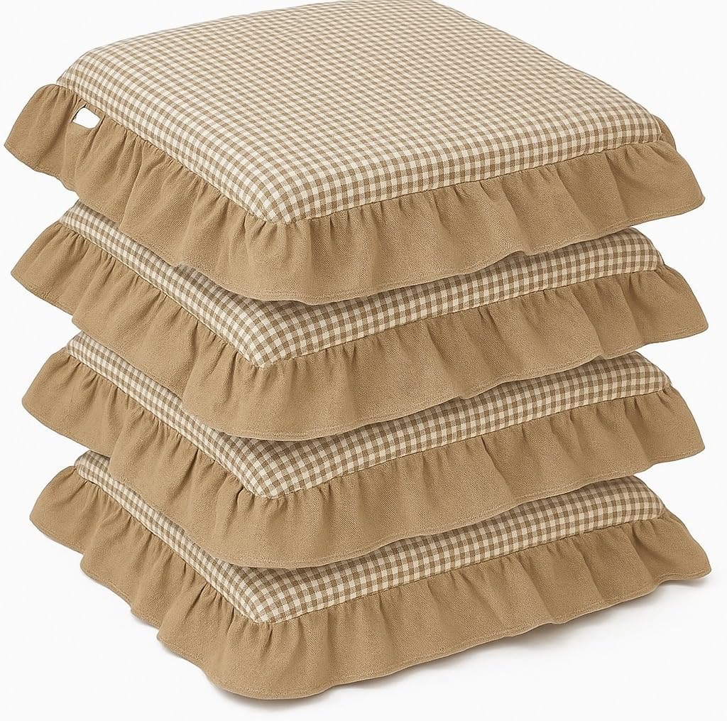 Set 4 Cuscini Sedie Beige Country PoliCotone
