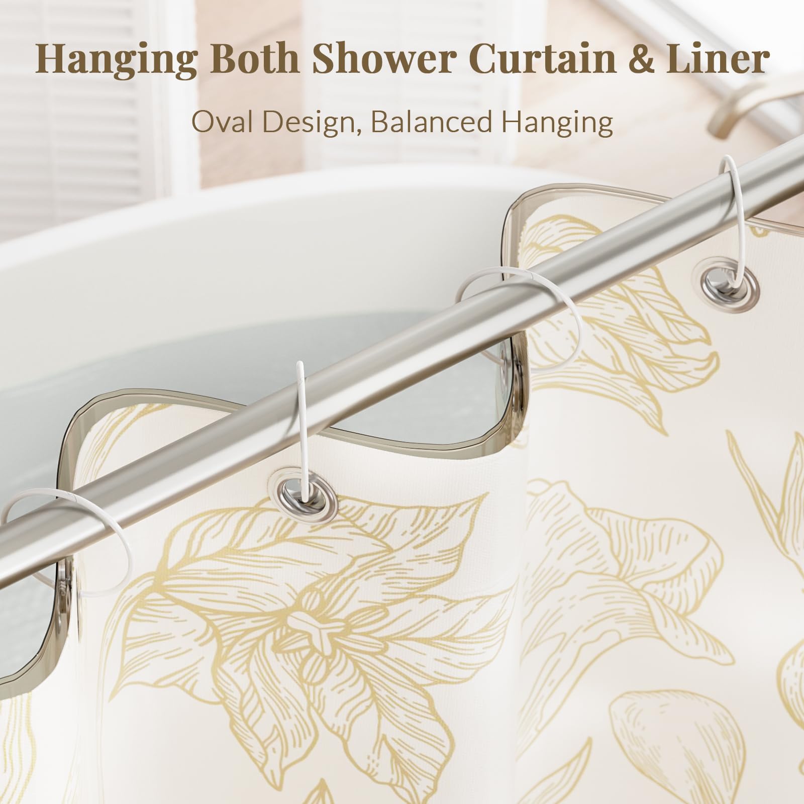 Bathway Lot de 12 anneaux de rideau de douche ronds anti-chute en métal antirouille pour tringle à rideau de douche, anneaux de rideau de douche blancs