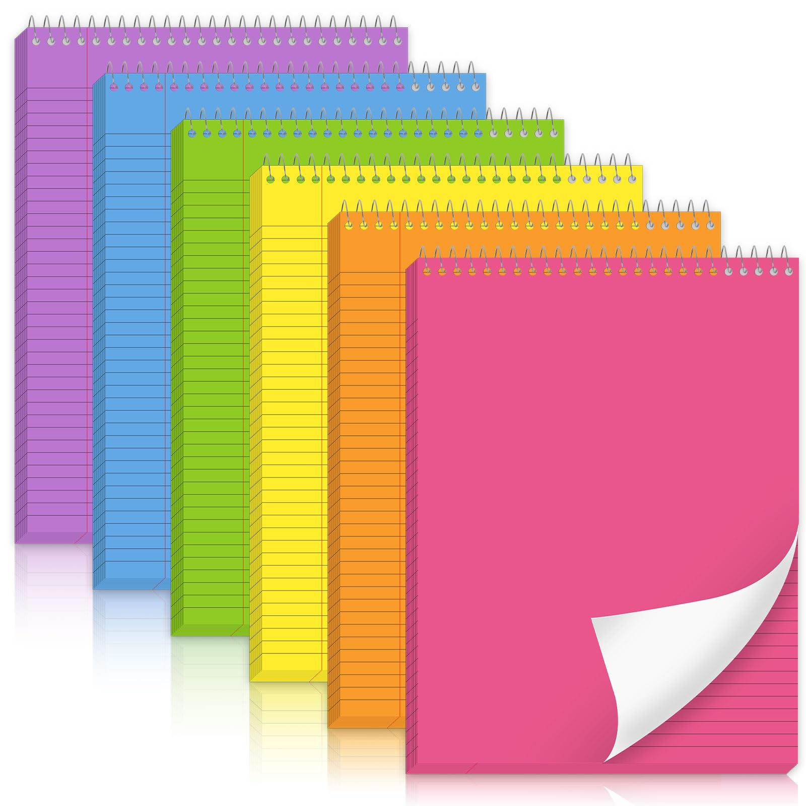 gisgfim 6 Pcs Colorful Top Bound Spiral Notebooks 8 5 x 11 College Ruled Aesthetic Legal Pad Steno