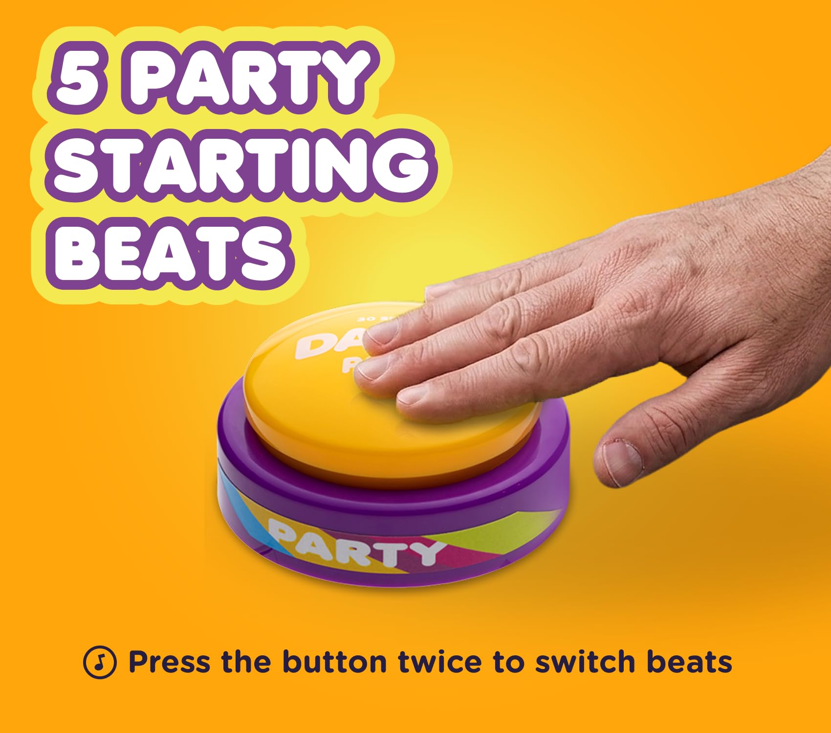 30 Second Dance Party Volume II | Bottoni per festa da ballo con musica, idea regalo, giocattolo per ufficio, arancione (confezione da 8)