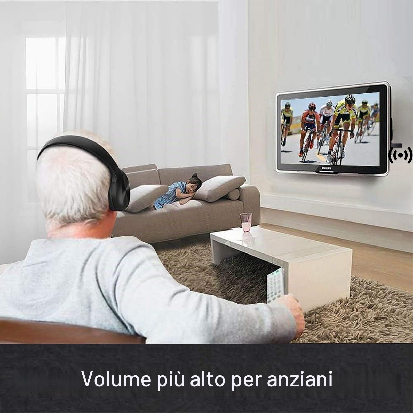 Cuffie TV Bluetooth Pieghevoli Con Cancellazione Attiva Del Rumore, Microfono, Audio Hi-Fi e Bassi Profondi - Over-Ear Senza Fili Per Adulti E Anziani