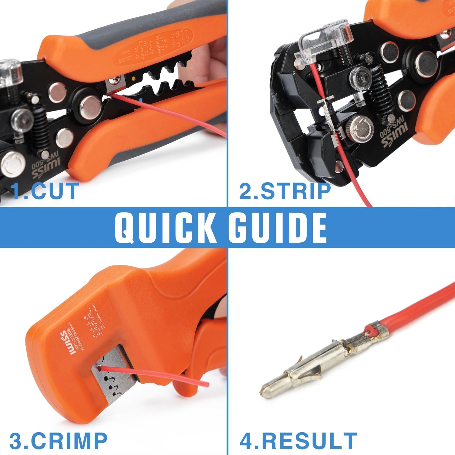 iCrimp IWS-3220S Micro Pin Connector Crimping Tool, AWG 32-20, Ratchet Crimper for JST XH, PH, SH, Molex KK, D-sub Terminals