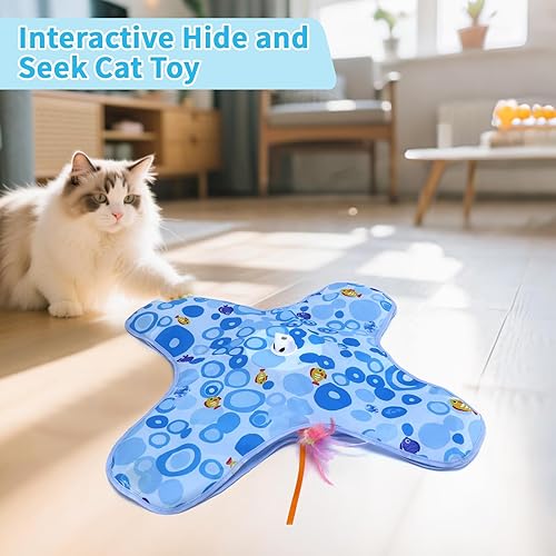 Miniatura 2 de DFQ Juguetes interactivos para gatos recargables, juguetes automáticos para esconderse y buscar con plumas ocultas en movimiento para ejercicio de