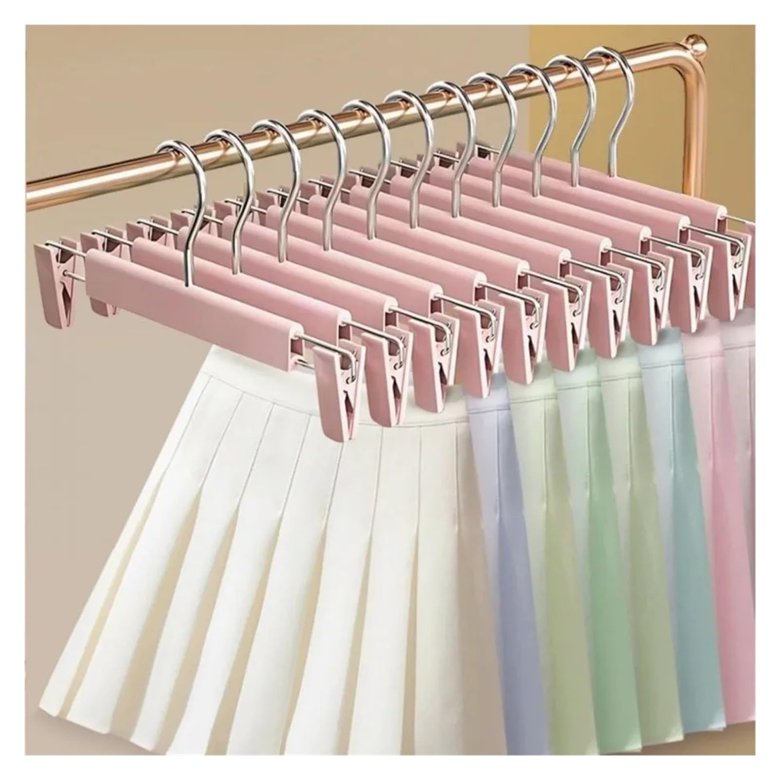 Trouser Hangers 5PCS Pants Hangers With Strong Seamless Clips Adjustable Clamp Rack Skirt Non-Slip Jeans Clothes(Black)