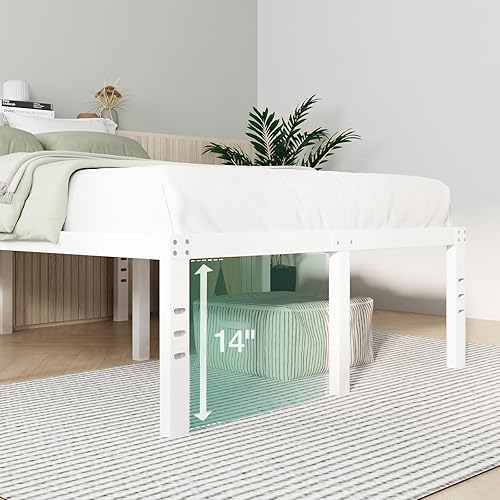 Miniatura 32 de Novilla - Base de cama matrimonial, plataforma de metal de 14 pulgadas, con espacio de almacenamiento debajo de la cama, soporte de listones de