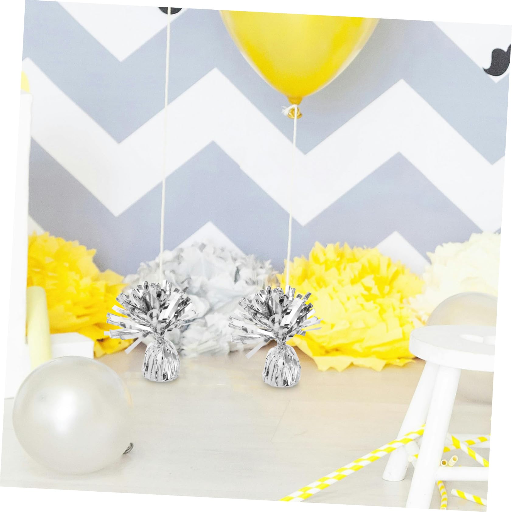 Ballongewicht 6 Stück aus Pet und Zement für Hochzeiten und Festivals | Silber, Einfach Anzubringen und Sicher zu Befestigen, Elegantes Design, für Ballondekorationen