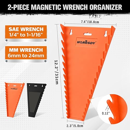 Miniatura 4 de HORUSDY Organizador Magnético de Llaves de 2 Piezas, Estante de Almacenamiento de Llaves de 32 Ranuras para Cajas de Herramientas, Cajones y Garaje