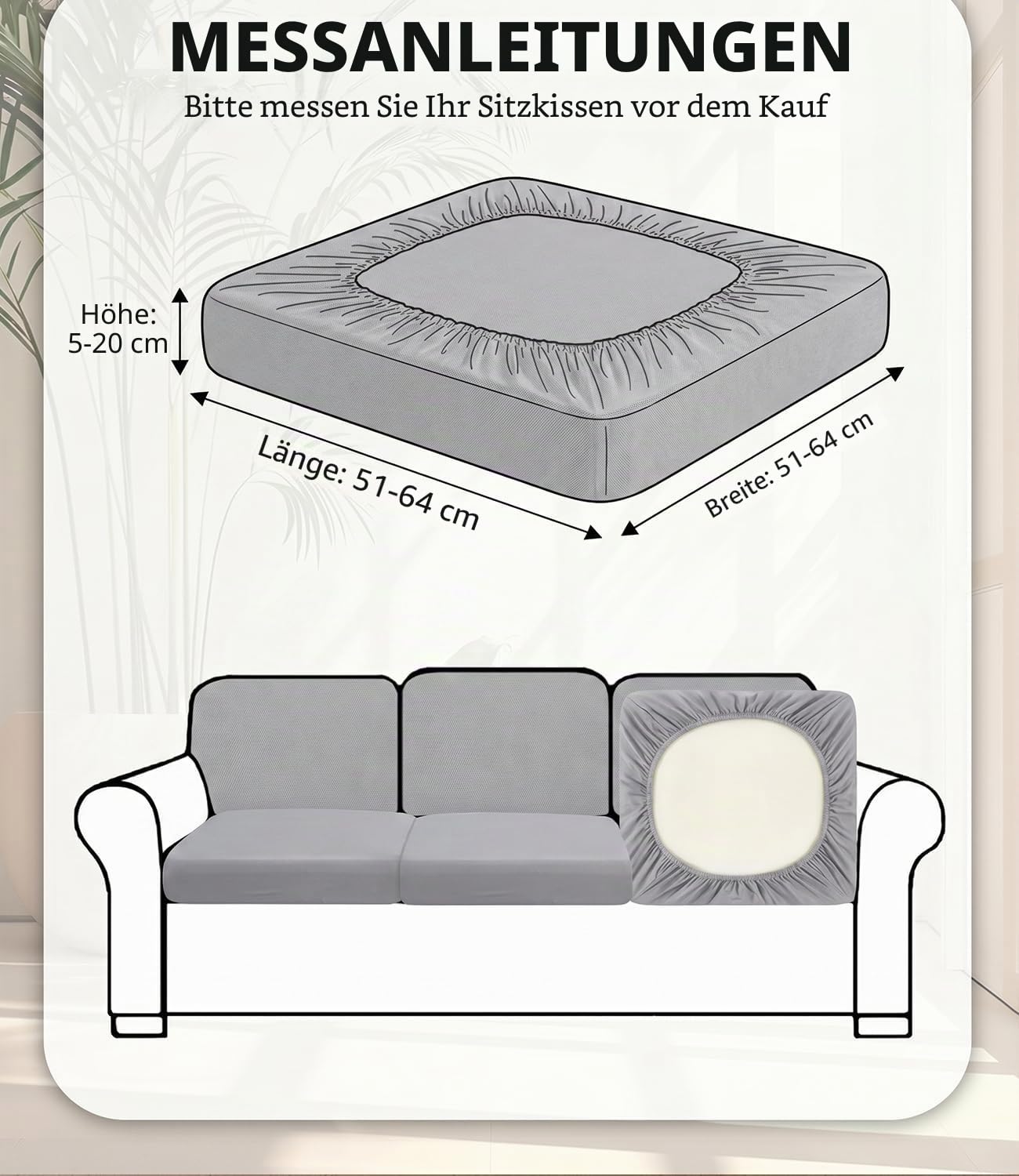 Hiseng Outdoor Sitzkissenbezug 12 Stück, Terrasse Gartenpolster Ersatzbezug, Hellgrau Stretch Sitzkissenbezug Sofa Kissenbezüge mit Gummiband für Terrassenmöbel, Gartenmöbel