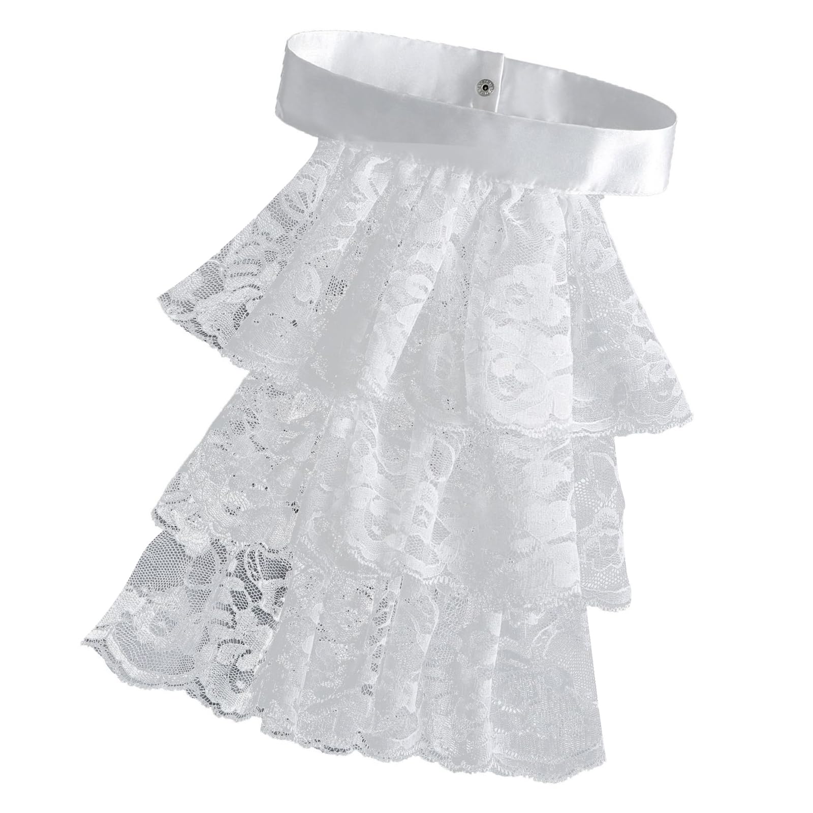 Pepwe E Pepw Classical Ruffled Lac Jabot Collar Halloween Dressingup Neckpiec Detachabl Collar For Historical Stag Performances