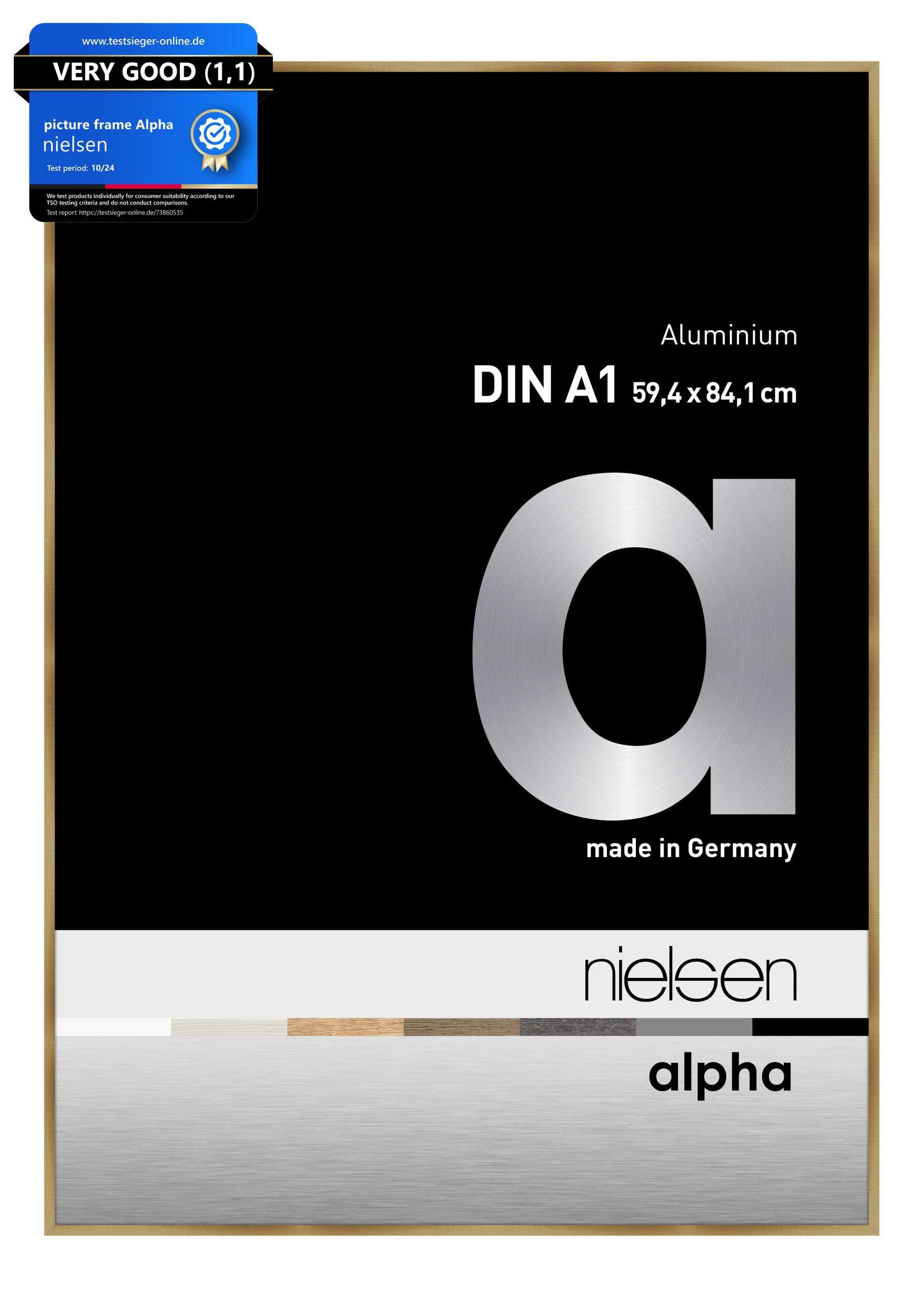 nielsen Alpha Brushed Amber Aluminium Picture Frame - A1, 59.4x84.1cm - with Float Glass and Easy Push-Turn Clips - For Photos and Art