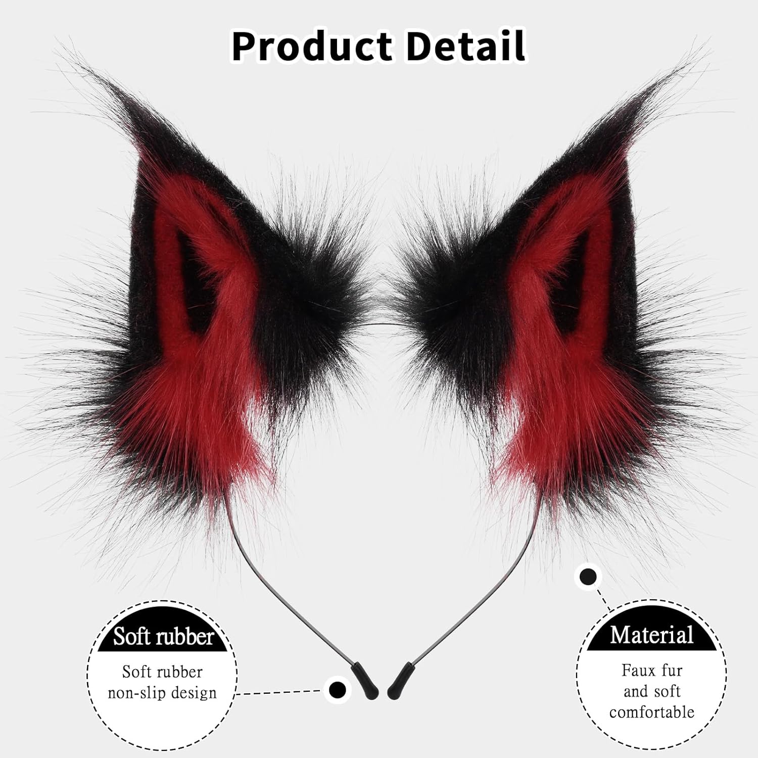 HAOAN Animal Faux Fur Fox Wolf Ear Headband Furry Handmade Hairband Headwear Costume Cosplay Accessories - Image 4
