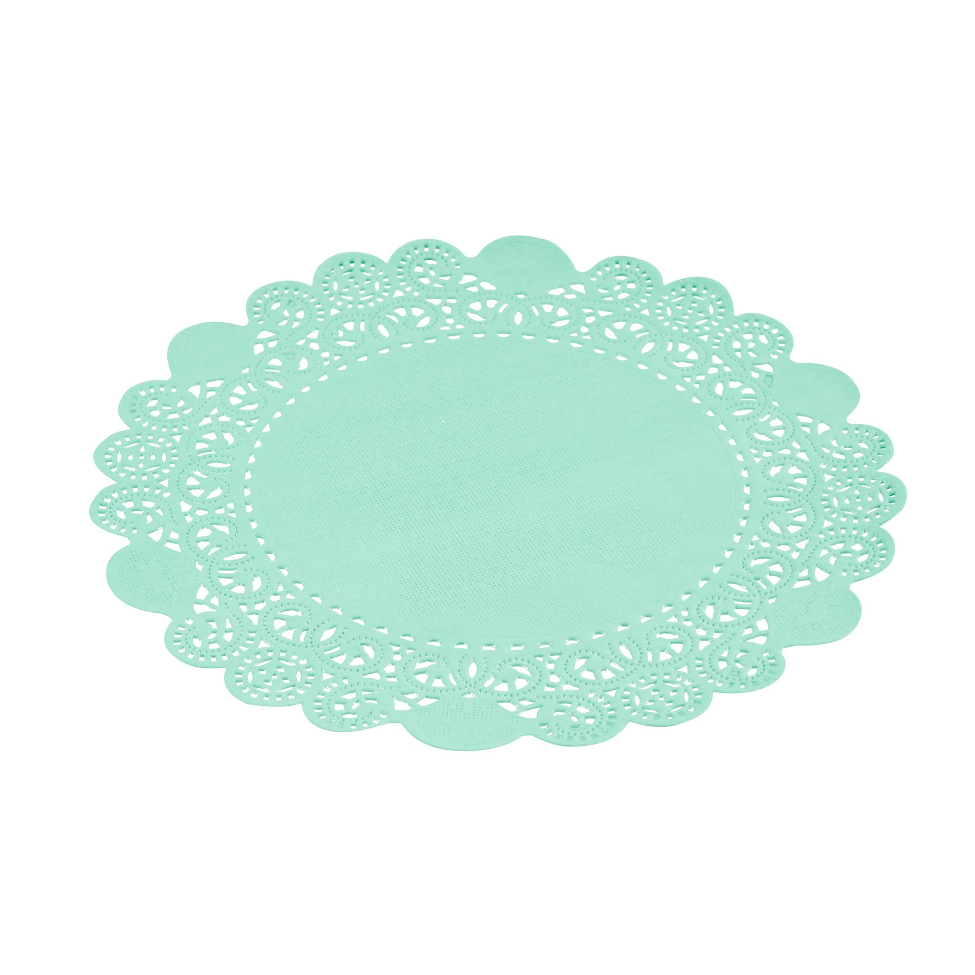 Pastry Tek 8 x 8 Inch Paper Lace Doilies, 4000 Disposable Table Doilies - Elegant Lace Finish, Long Lasting, Teal Paper Doily, for Pastries, Cupcakes, Desserts - Restaurantware
