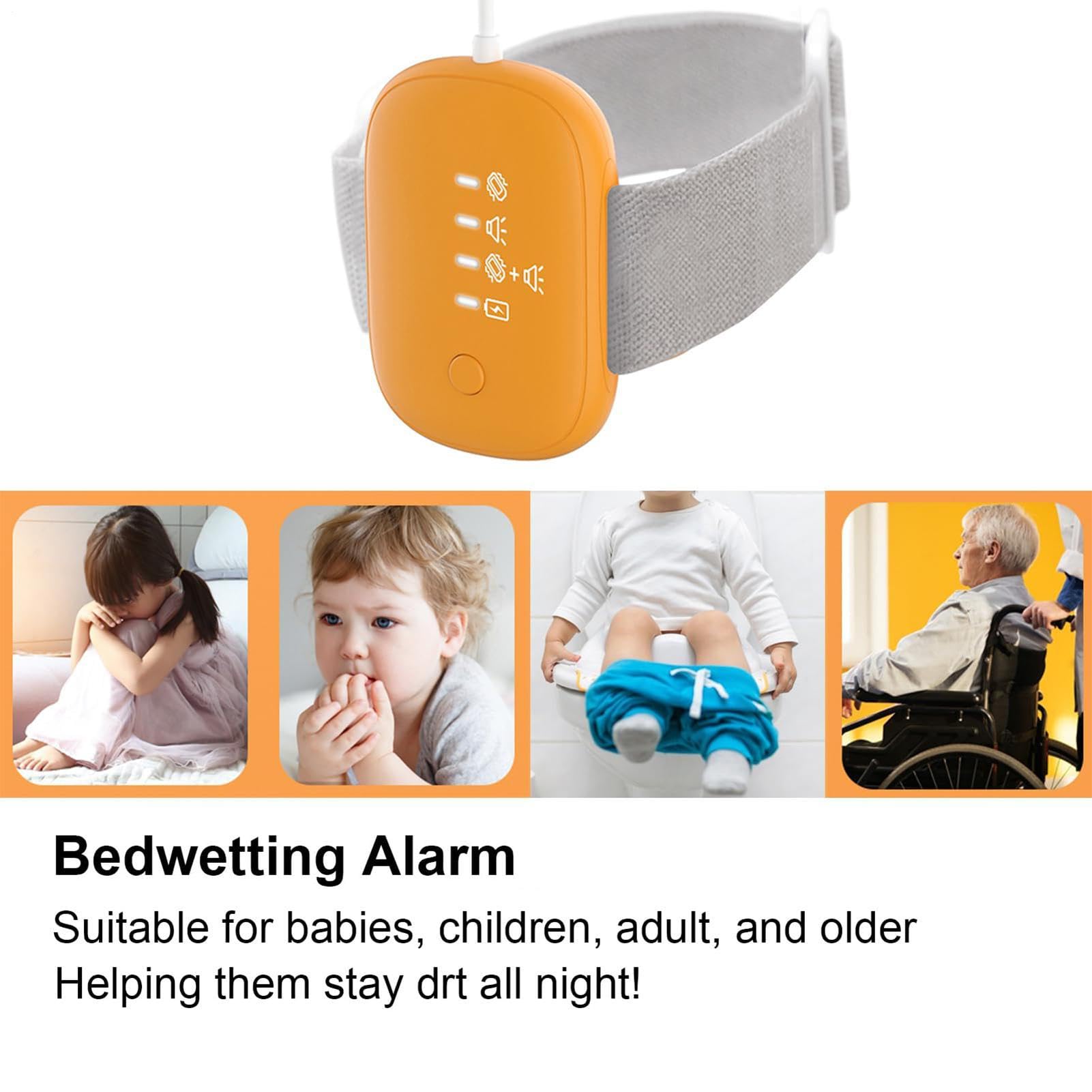 Alarma para enuresis, sensor de enuresis, alarma pipí, carga USB | Accesorio para la enuresis nocturna con 3 modos, alarma orinal segura de alta sensibilidad para niños, niñas, niños y más