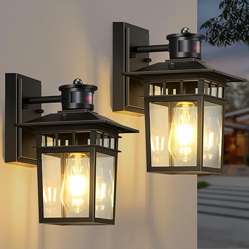 Miniatura 13 de Luces exteriores con sensor de movimiento para montaje en pared, lámpara exterior de anochecer a amanecer, aluminio impermeable antioxidante, luz