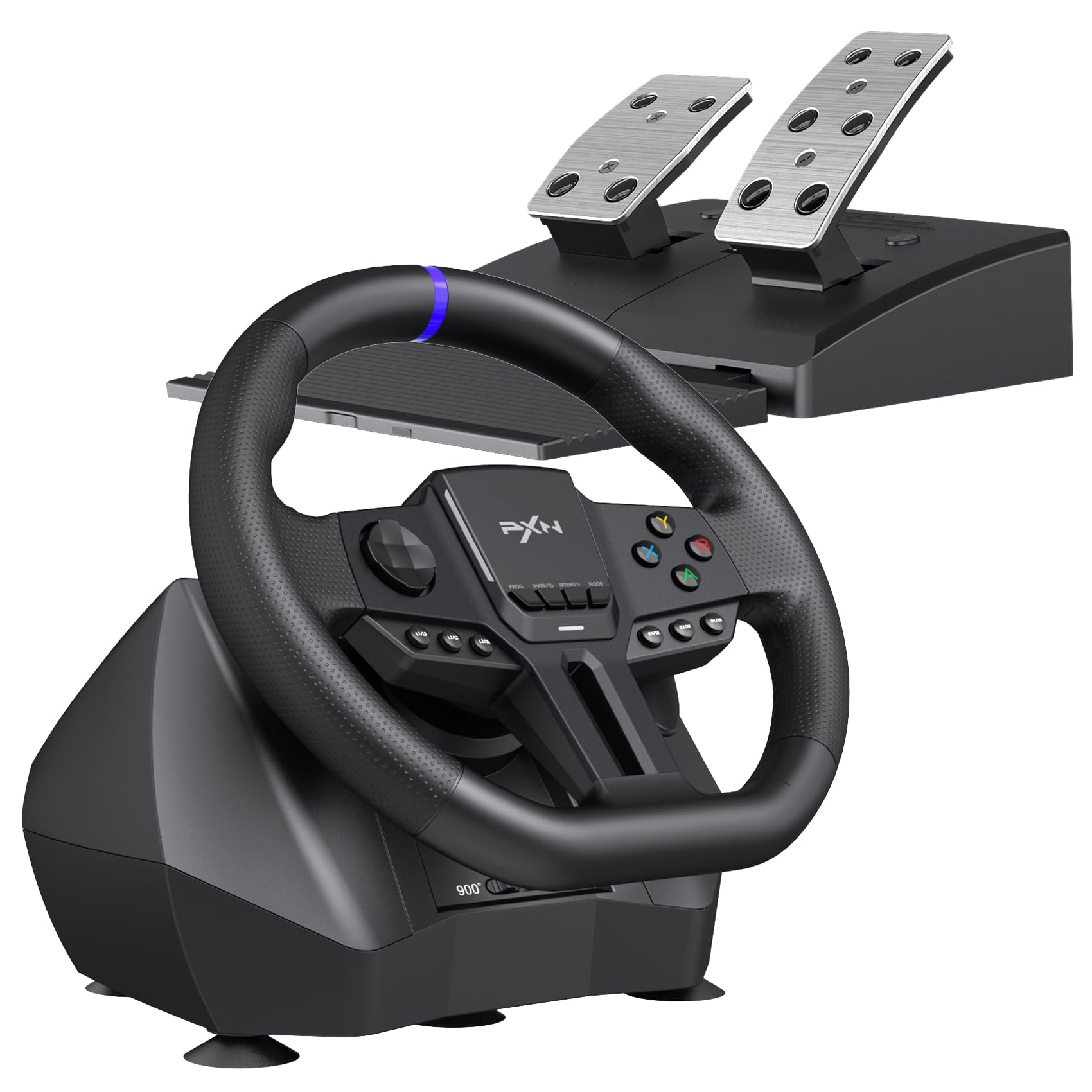 PXN V900 Gen2 Volante con Pedali, Volante da Corsa 270°/900° con Feedback di Vibrazione, Pedali Hall – Volante Gaming per PC Windows, PS4, PS3, Xbox e Switch