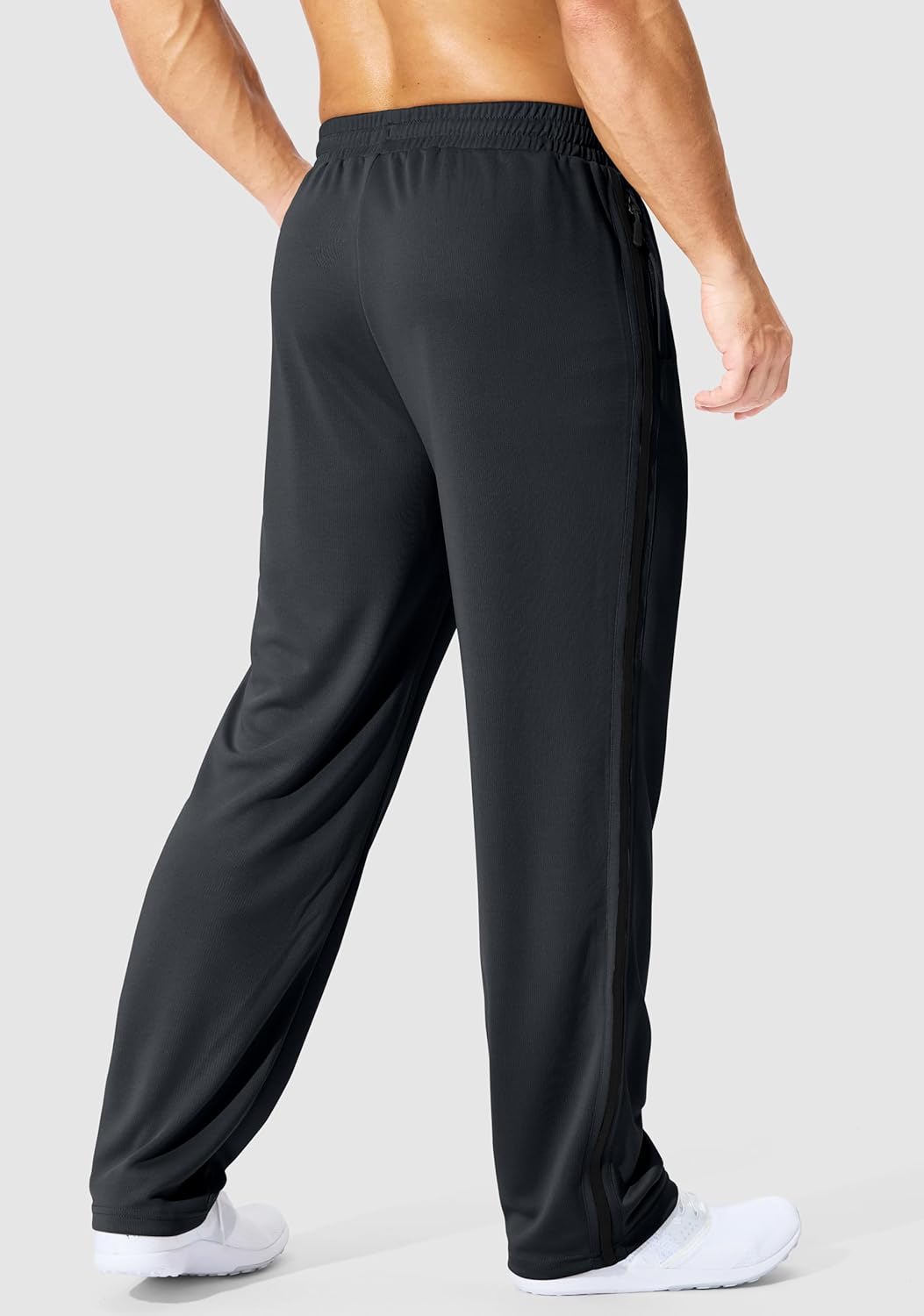 G Gradual Men's Athletic Sweatpants with Zipper Pockets Lightweight Quick Dry Mesh Workout Pants Open Bottom for Casual - Image 3