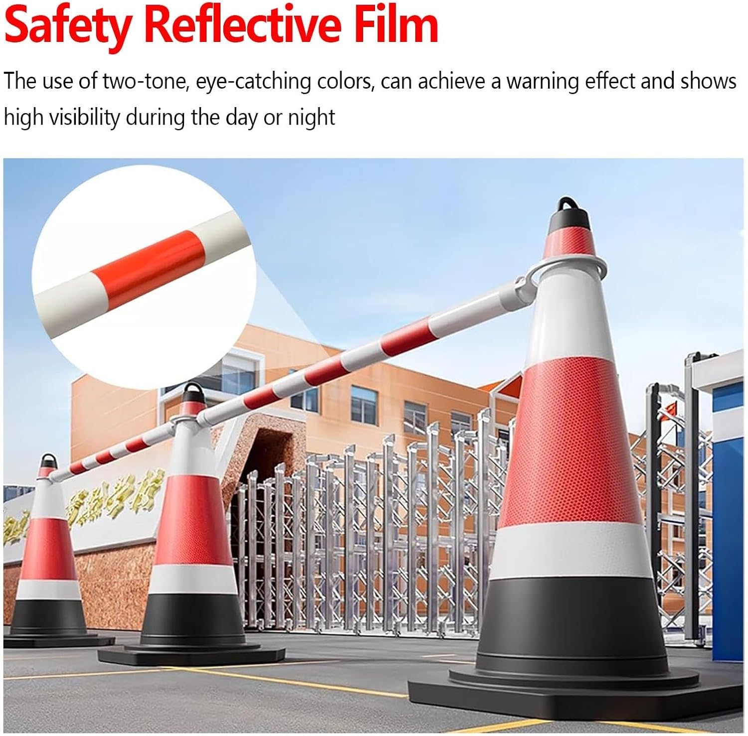 Paquete de 6 Conos de tráfico retráctiles de 1,2 a 2,1 m con Cinta Reflectante - Ideales para estacionamiento, construcción de Carreteras y barreras de Seguridad (Y/25pcs