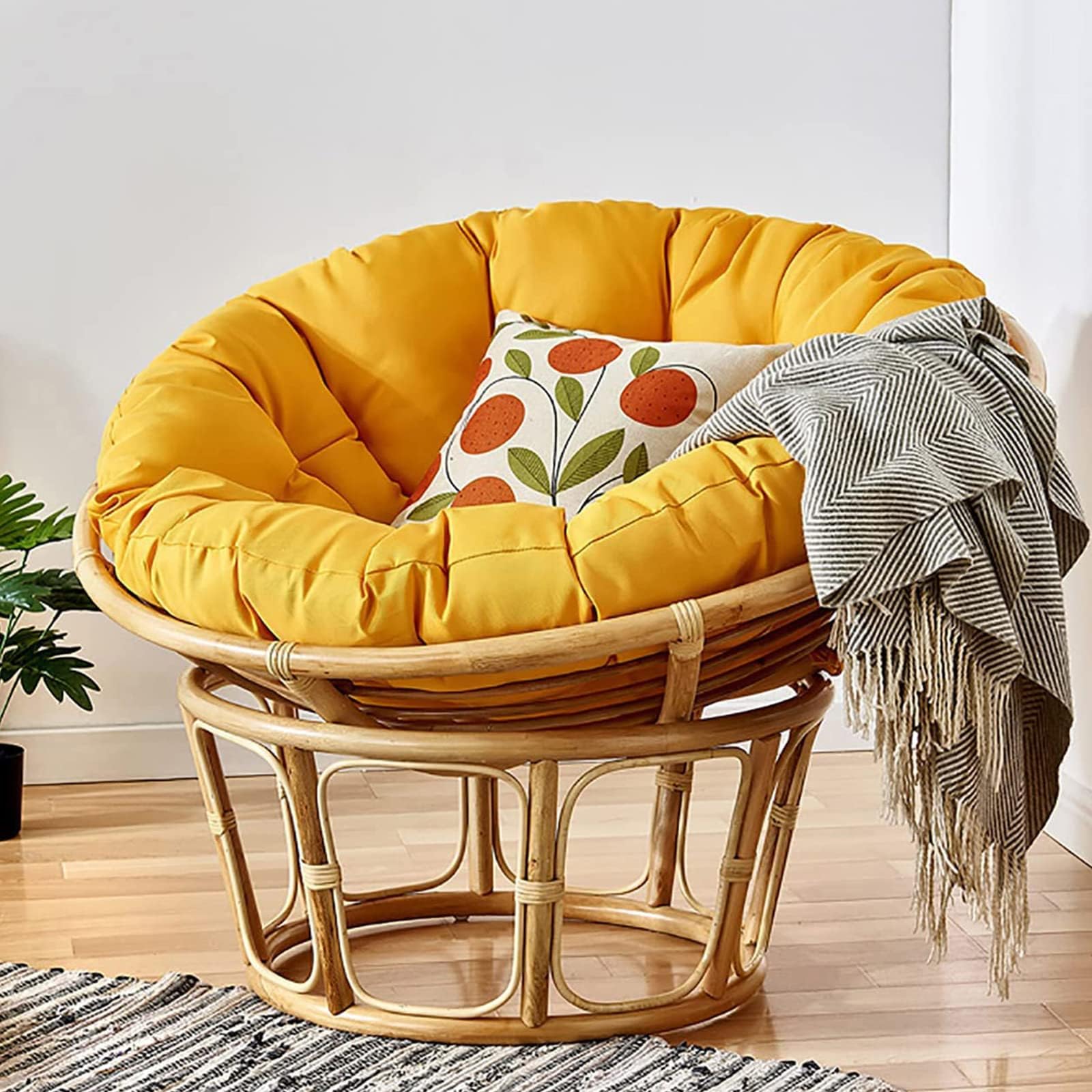 Sedia sospesa rotonda in polyrattan, 110 x 110 cm, morbida e confortevole, per uso esterno/interno, elegante decorazione per la casa, perfetta per rilassarsi e sostenere