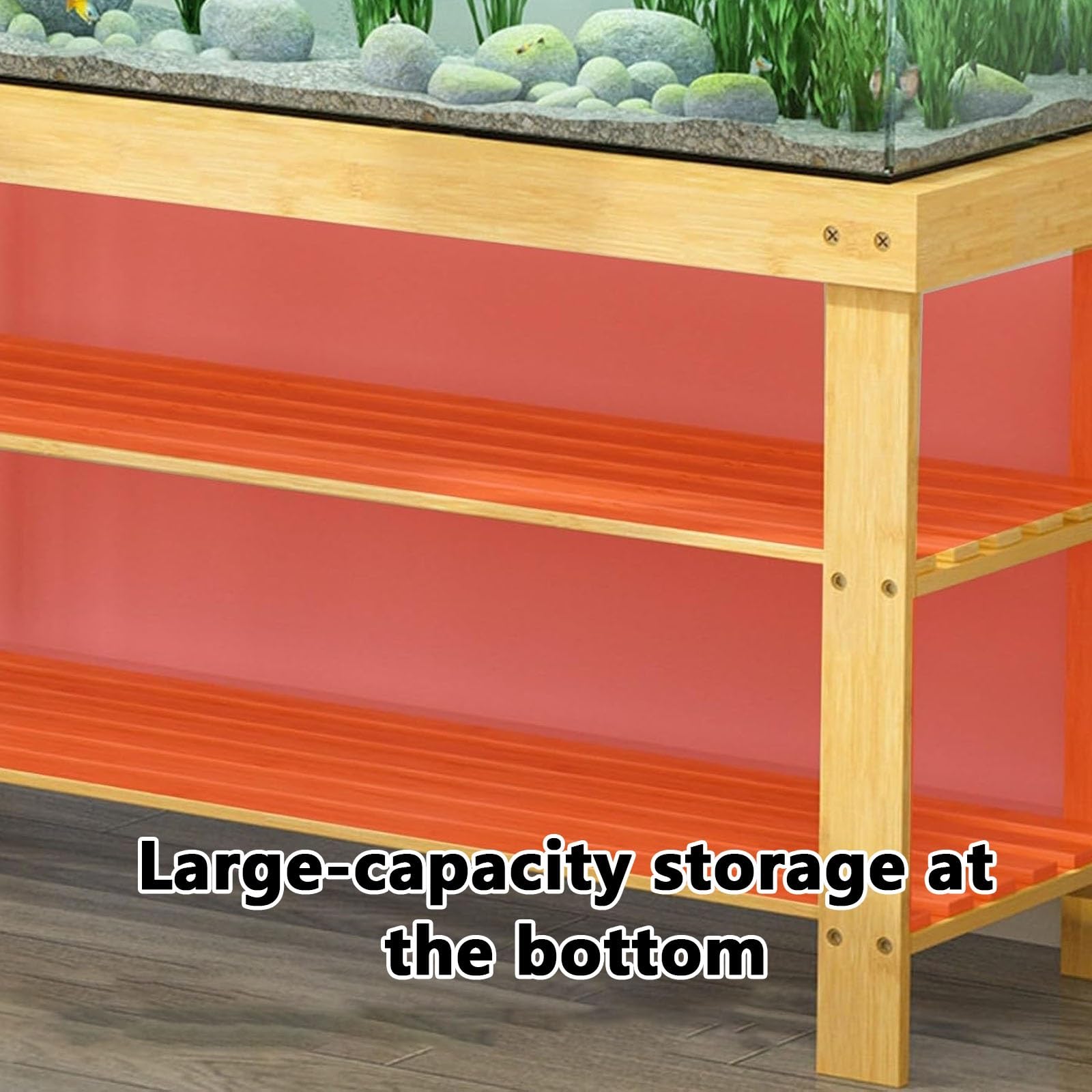 Soporte Para Acuario, Mueble Acuario, Mueble Pecera | Fabricado con Bambú Nan Y Un Panel Tallado de Forma Intrincada,Carga de Hasta 100 Kg(68x25x25cm/26.77x9.84x9.84in)
