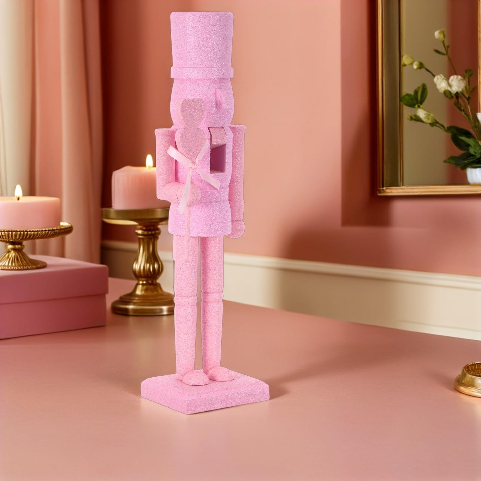 SEWACC Cascanueces de San Valentín de Madera Rosa, Figura de 36 Cm