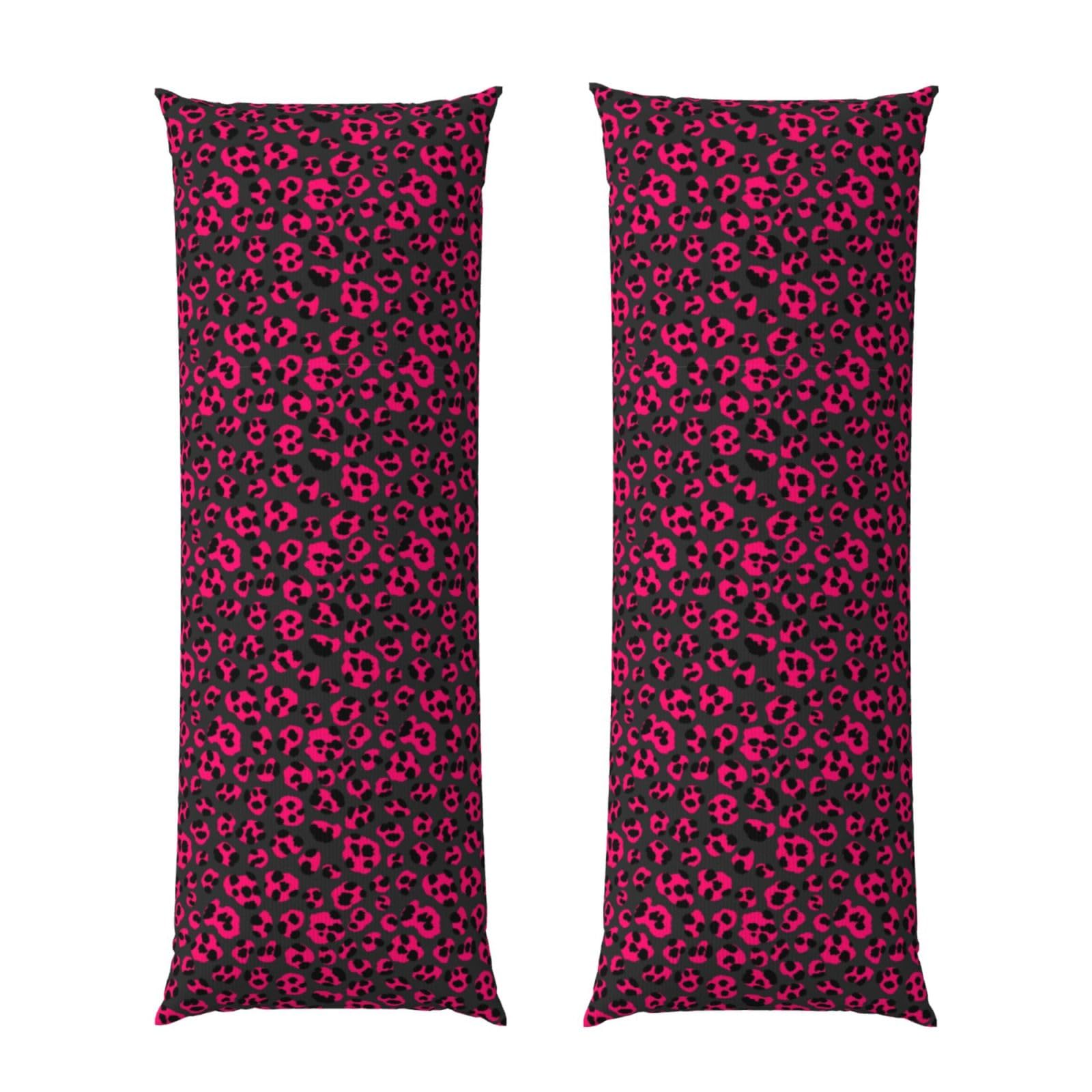 Body Pillow Cover 20x60 Luxury Pink Dark Gray Leopard Cheetah Print, Decorative Zippered Pillowcase, Soft Cozy Flannel Fabric, Cushion Case for Couch Sofa Bedroom Home Decor