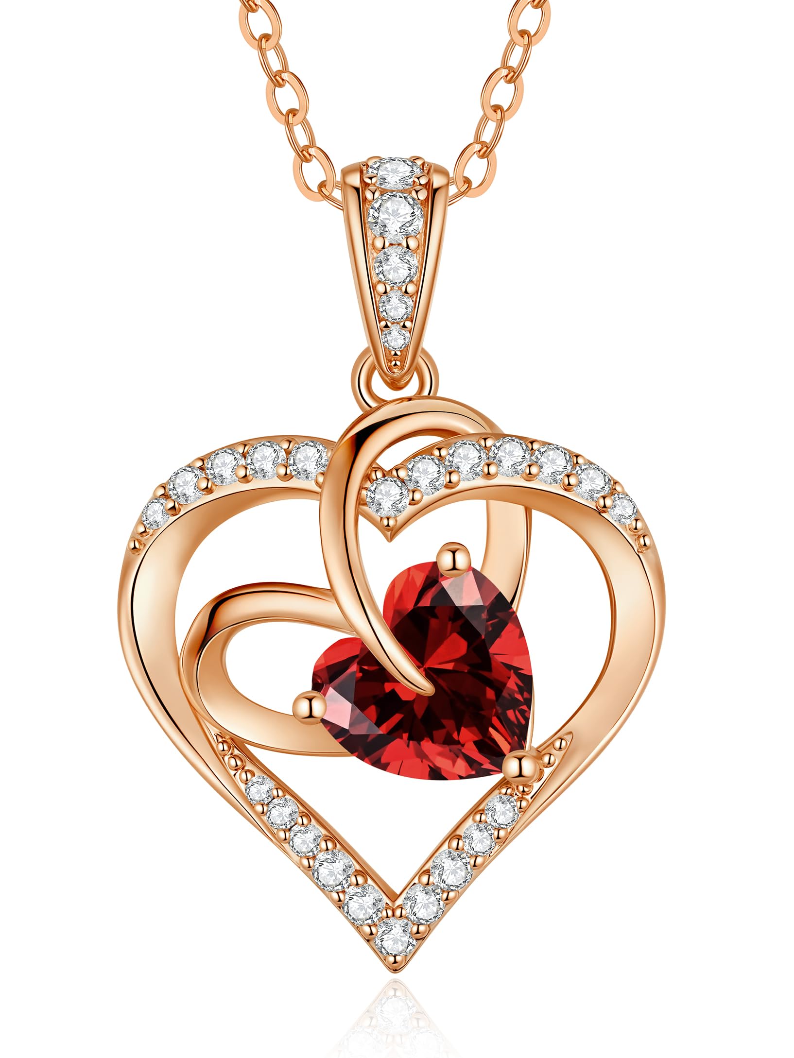 CDE Kette Damen Ewigkeitsherz Herzkette Rosegold Rhodinierung Halskette für Frauen Geburtsstein Herzanhänger Schmuck Geschenke für FrauenSie zum Muttertag Geburtstag Valentinstag Weihnachtsgeschenke