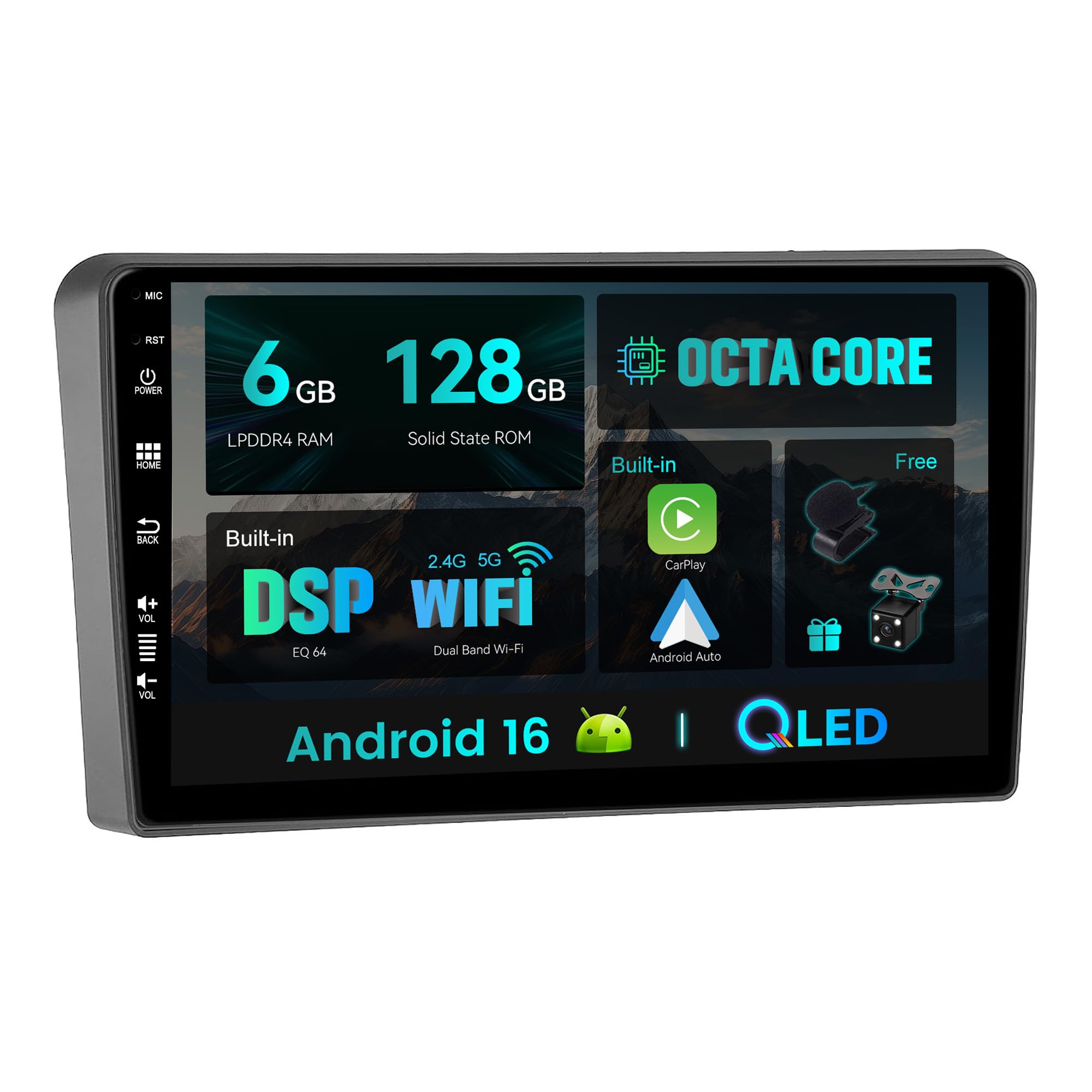SXAUTO - 6G+128G - Android 15 IPS Autoradio para Audi A3 8P 8PA S3 RS3 (2003-2013) - Inalámbrica CarPlay/Android Auto/DSP - LED Cámara + Mic - Dab 360-CAM Volante Fast-Boot WiFi AHD 9 Pulgada 2 DIN