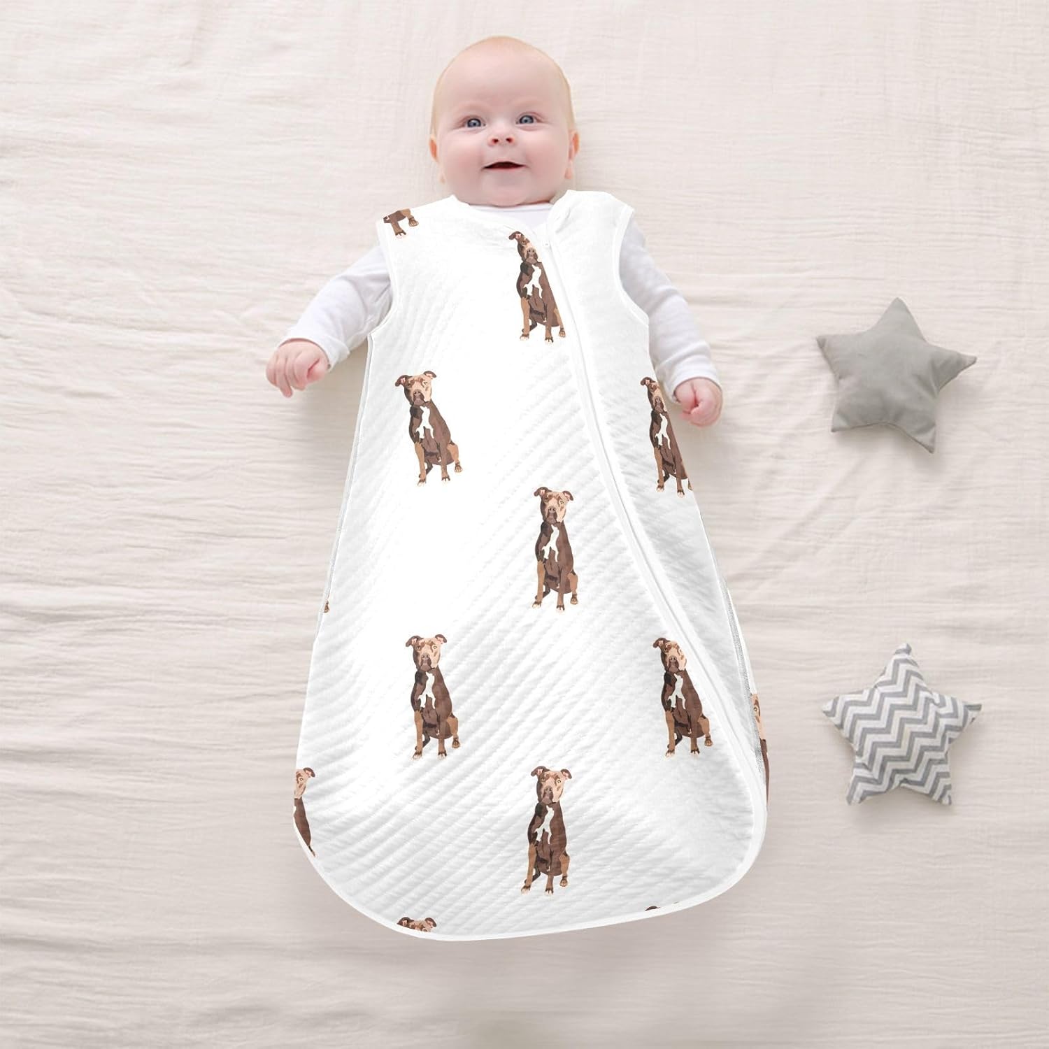 vvfelixl Pit Bull Terrier Sitting Dog Baby Sleeping Bag Toddler Sleep Sack Baby Wearable Blanket Sleep Suit for Infant Newborn Baby 0-6 Months