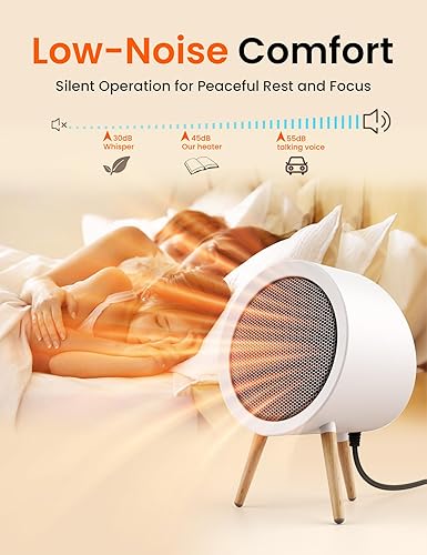 Vista 5 de Gaiatop Portable Space Heater for Indoor Use, 1000W/600W Small Electric Desk Heater for Bedroom or Office, 2s PTC Ceramic Heating, Overheat & Blanco