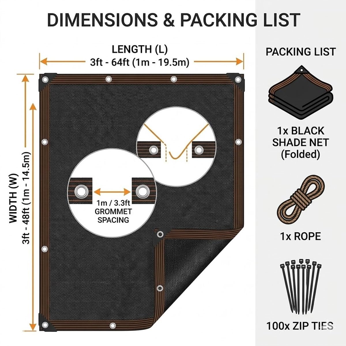 Lona de malla UV para jardín, patio, alberca y casa, 50 % negra, lona de malla UV para Ln, perrera de perro, pollo, cubierta de 18 x 30 pies