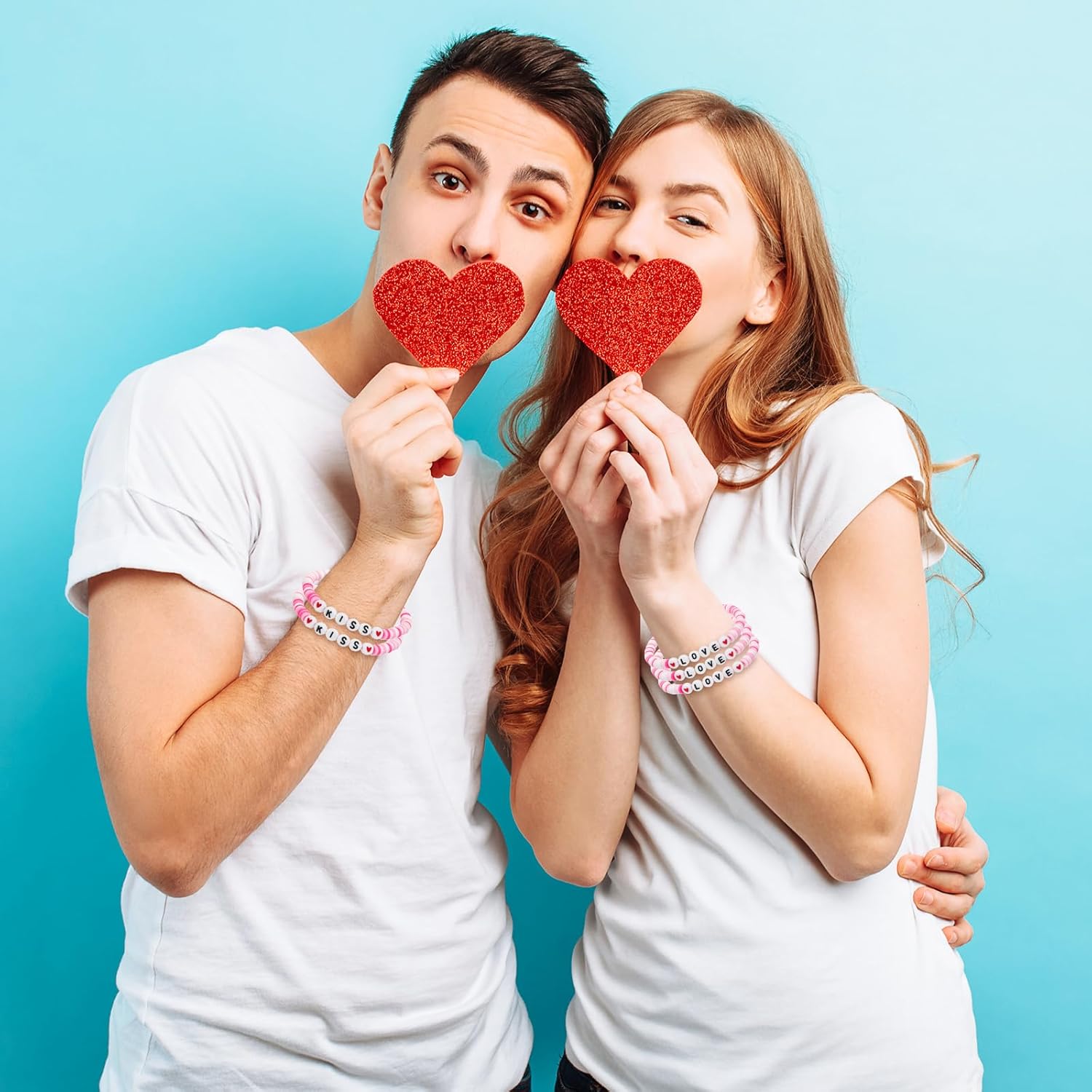 Tondiamo 24 Pcs Valentine's Day Bracelet for Women Pink Heart Love Clay Beaded Stretch Bracelets Bulk Cute Valentines Day Friendship Stackable Bracelets for Valentines Day Accessories Jewelry Gifts - Image 6