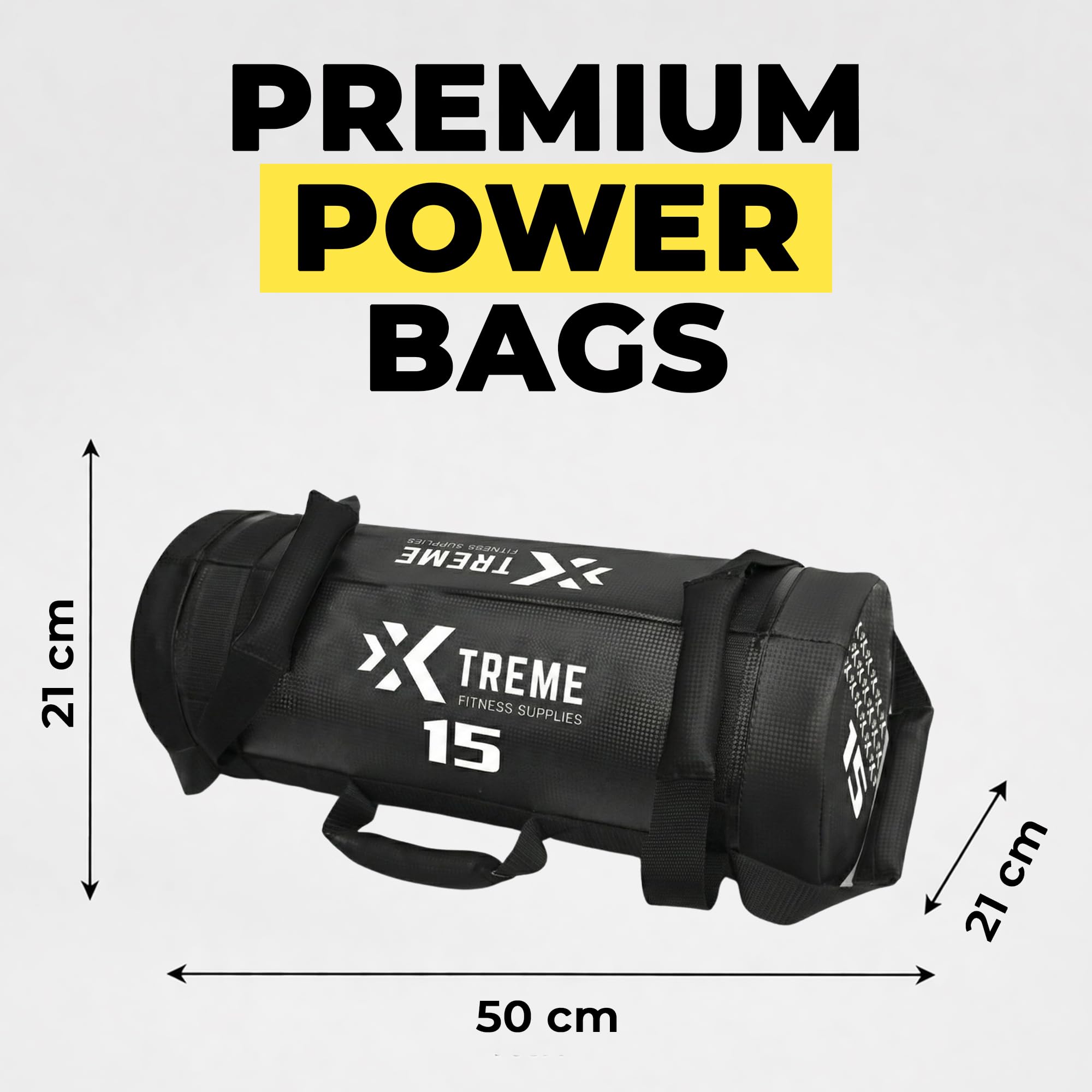 Premium Power Bag 5-25 kg, Robuster PVC Gewichtssack mit Griffen, Vielseitiger Sandbag für funktionelles Training, CrossFit, Hyrox Workouts, Kraft & Ausdauer
