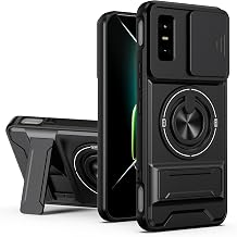 Compatible with Infinix GT 30 pro 5G Magnetic Ring Stand Phone Case with 1* Screen Protector Slide Camera Cover, Dual Kickstand Black