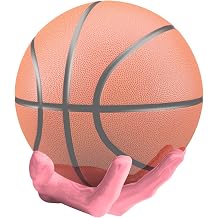 Basketball Holder Handmade Ball on Wall Sculptures Mount Display Stand for Basketballs, Footballs & Sports Memorabilia Perfect Man Cave Decor & Game Room Organizer Pink