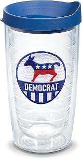 Tervis Democrat Emblem Made in USA Double Walled Insulated Tumbler Travel Cup Keeps Drinks Cold & Hot, 16oz, Classic