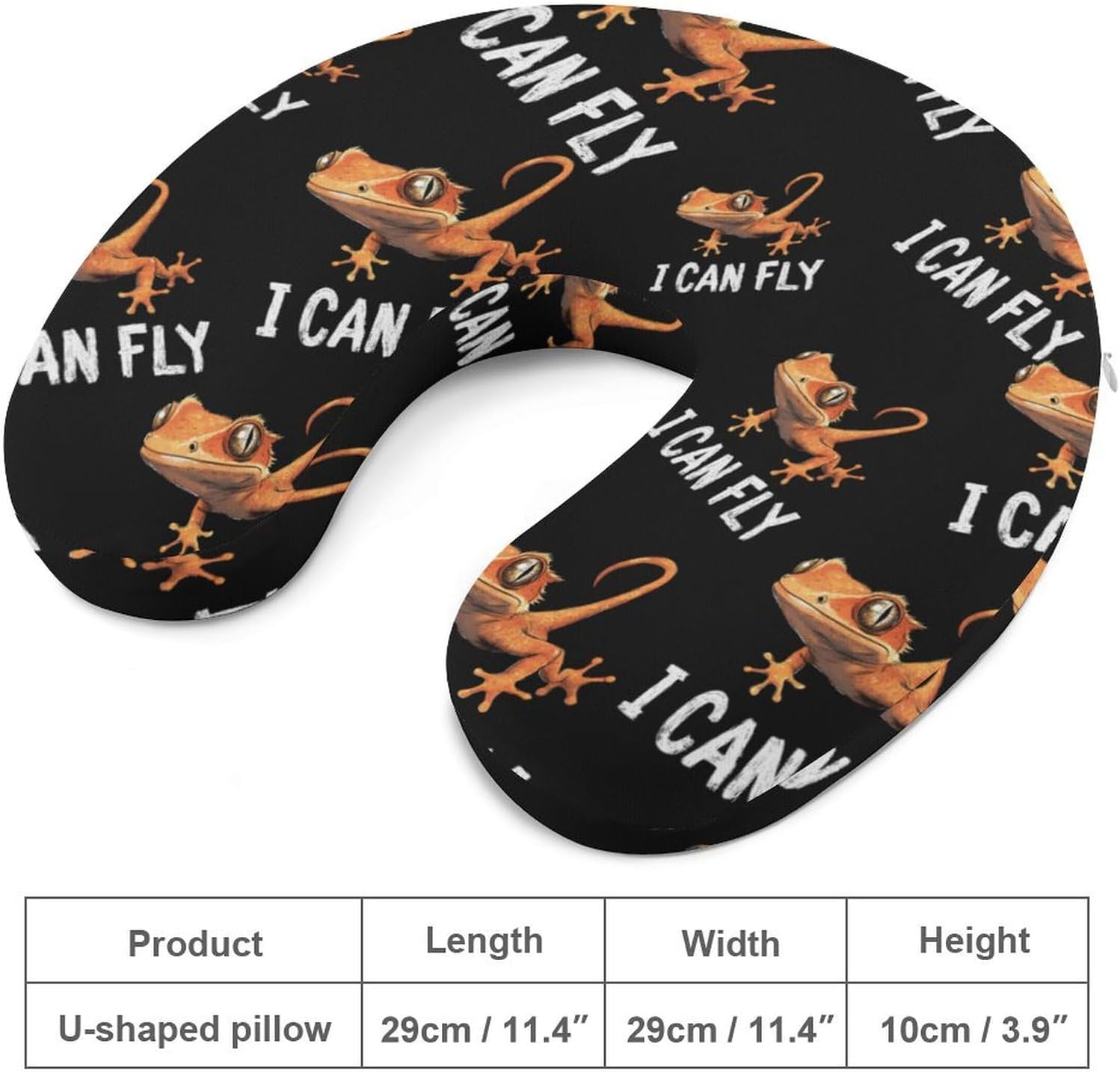 Crested Gecko I Can Fly Memory Foam Pillows U Shaped Travel Neck Pillow