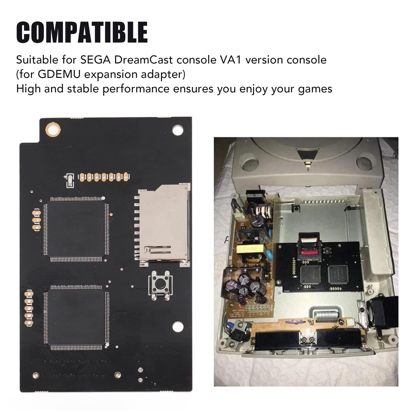 ciciglow Scheda di simulazione per unità ottica GDEMU, unità ottica V5.15b Parte di riparazione per console di gioco Sega Dreamcast VA1 Host, con scheda di archiviazione di gioco da 32 G nera