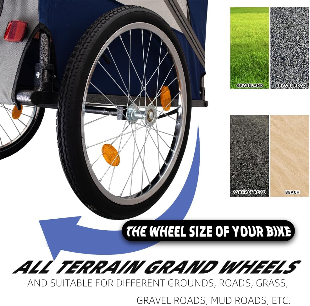 Dog Bike Trailer, Breathable Mesh Dog Cart with 3 Entrances, Safety Flag, Folding Pet Carrier Wagon with 20 Inch Wheels, Bicycle Carrier for Medium and Small Sized Dogs