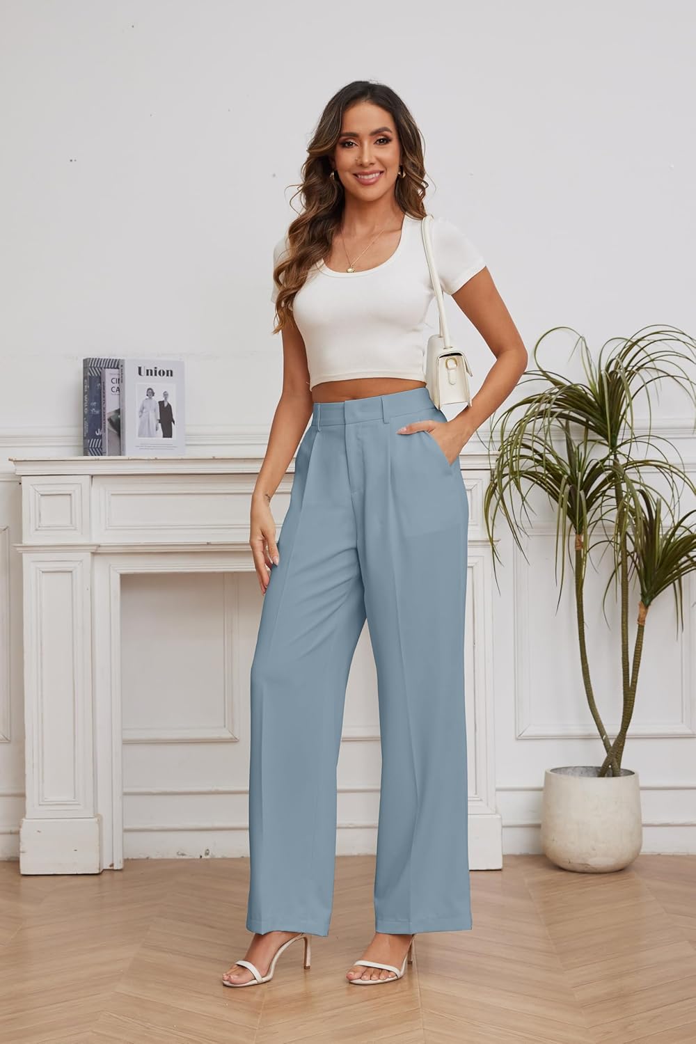 FUNYYZO Women Wide Leg Dress Pants High Elastic Waisted 2026 Slacks Business Work Trousers Long Straight - Image 2