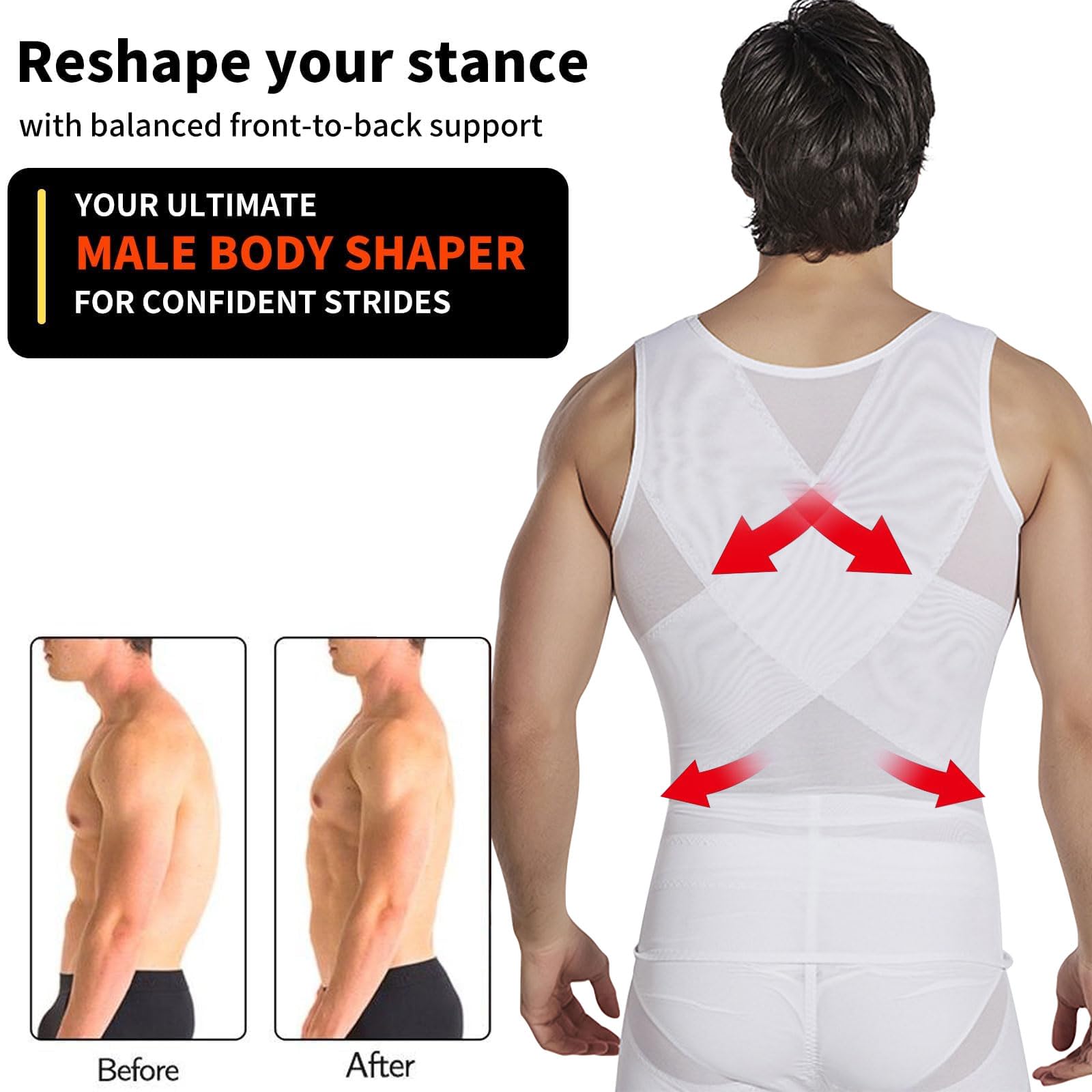 Mayoii Chemise de compression pour homme avec crochets sur le devant, gilet amincissant pour homme, gilet moulant, contrôle du ventre, gilet de compression pour homme