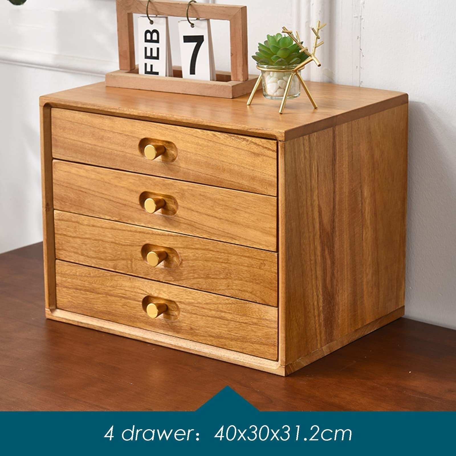 Scrivania in legno con cassetti Armadio da scrivania per scuola e ufficio Archivio piatto con 4 strati Accessori da scrivania in colore legno