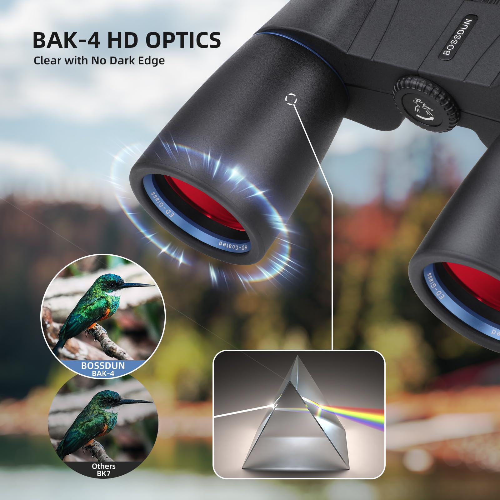 Jumelles 16x50 HD pour Adultes, Jumelles Professionnelles étanches avec prismes BaK4 et Grand Champ de Vision pour l'observation des Oiseaux et la Chasse