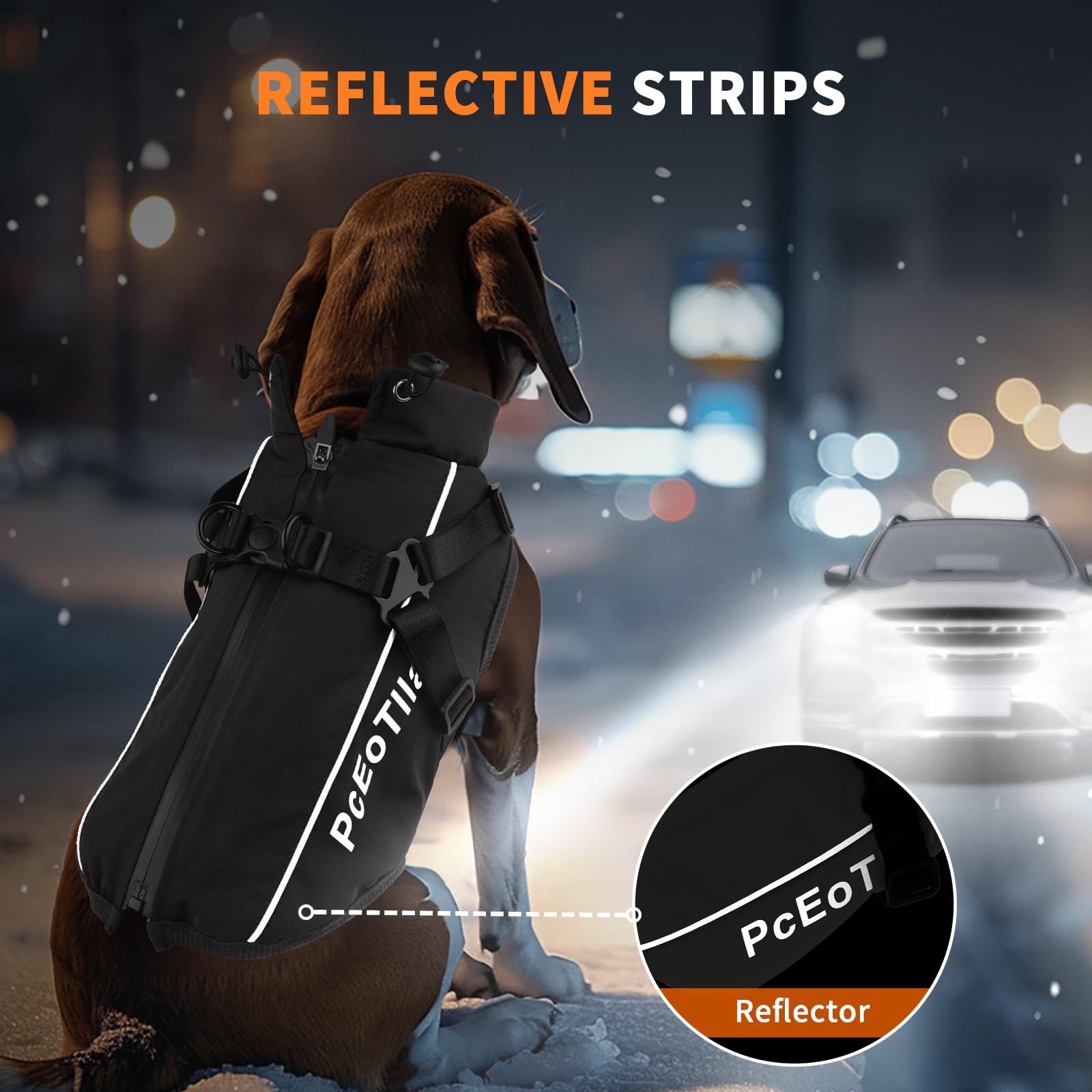 PcEoTllar Waterproof Dog Coat for Small Dogs Warm Reflective Jacket with Harness for Winter Skiing Costume Cotton Dog Sweater - Image 4
