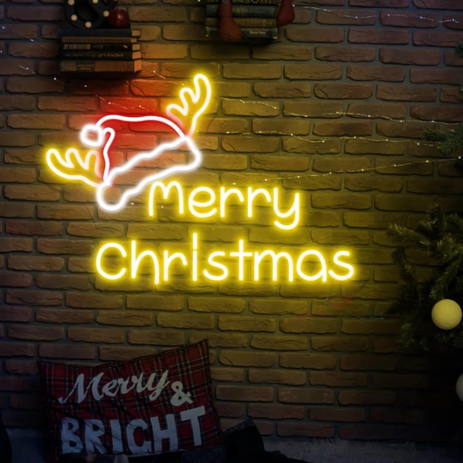 Merry Christmas Neon Sign Santa Hat Led Light, Xmas Home Wall Decor, Merry Christmas Led Light, Coquette Sign Perfect for Kids' Bedrooms, Holiday Parties, Bars, and Clubs, Holiday Sign, Xmas Decor
